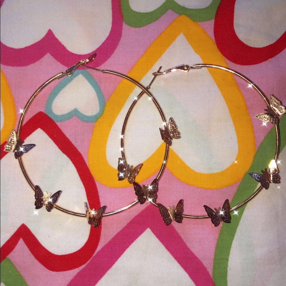 Butterfly hoop earrings